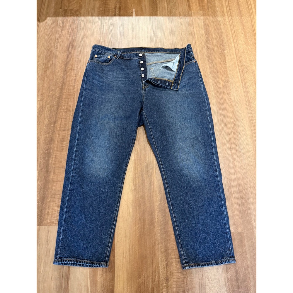 Levi's 501 Original Jeans Women 20W M Blue Medium Wash Straight Leg Button Fly